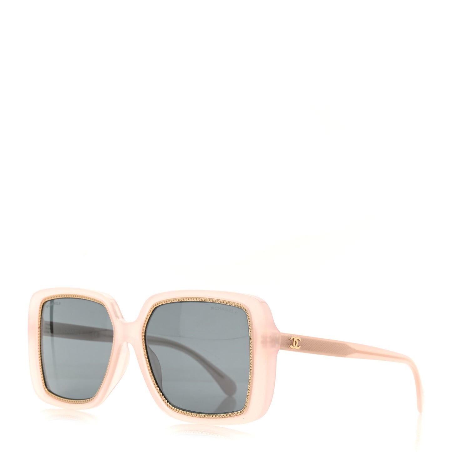 Acetate Chain Square Sunglasses 71709A Pale Pink