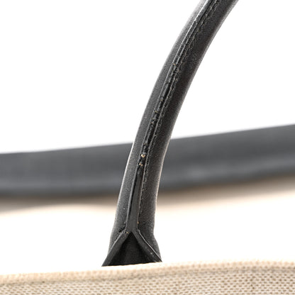 Saint Laurent Linen Calfskin Rive Gauche North South Tote White Black 14 of 15