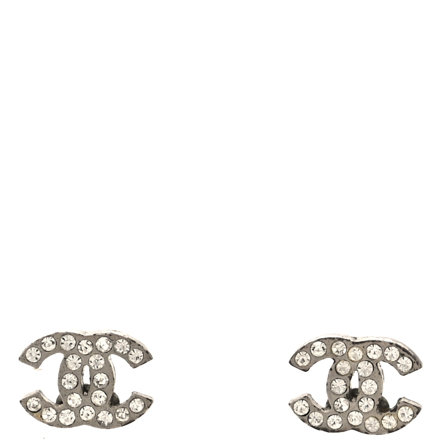 Chanel Crystal CC Earrings Silver 1 of 5