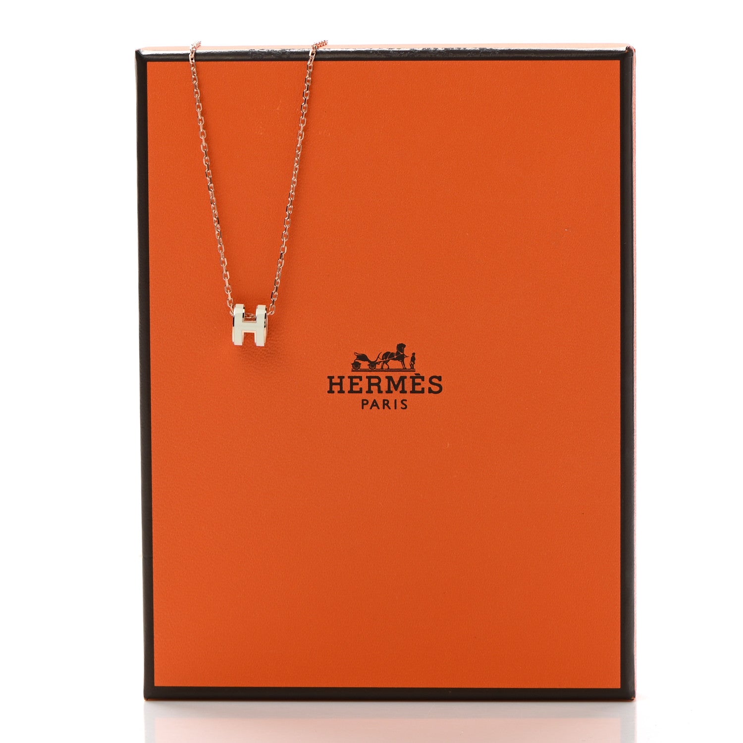 Hermes Lacquered Rose Gold Mini Pop H Pendant Necklace White 8 of 8