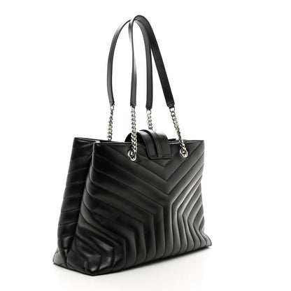 Saint Laurent Calfskin Y Quilted Monogram Large Loulou Shopper Black 3 of 11