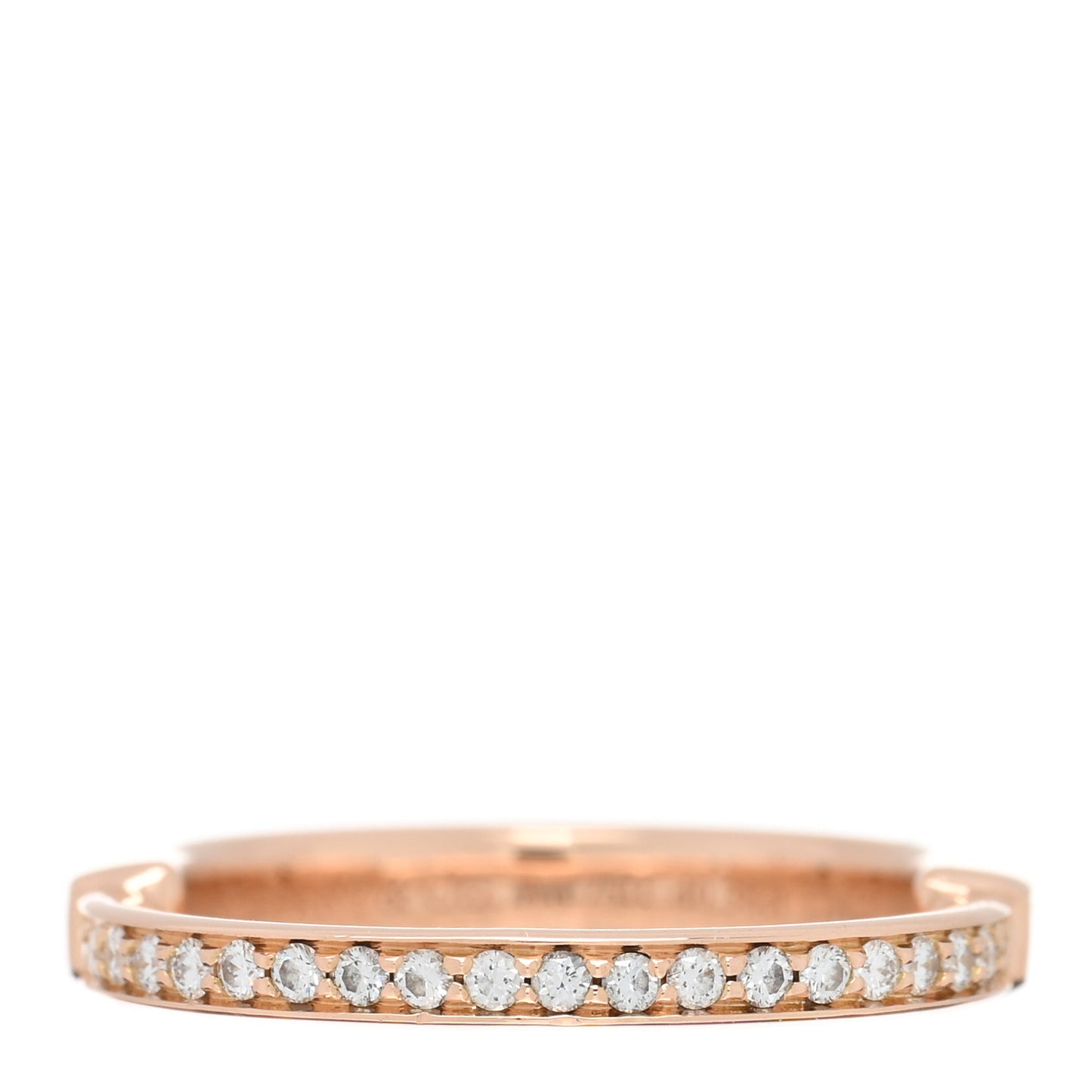 18K Rose Gold Diamond Lock Pave Ring 54 7