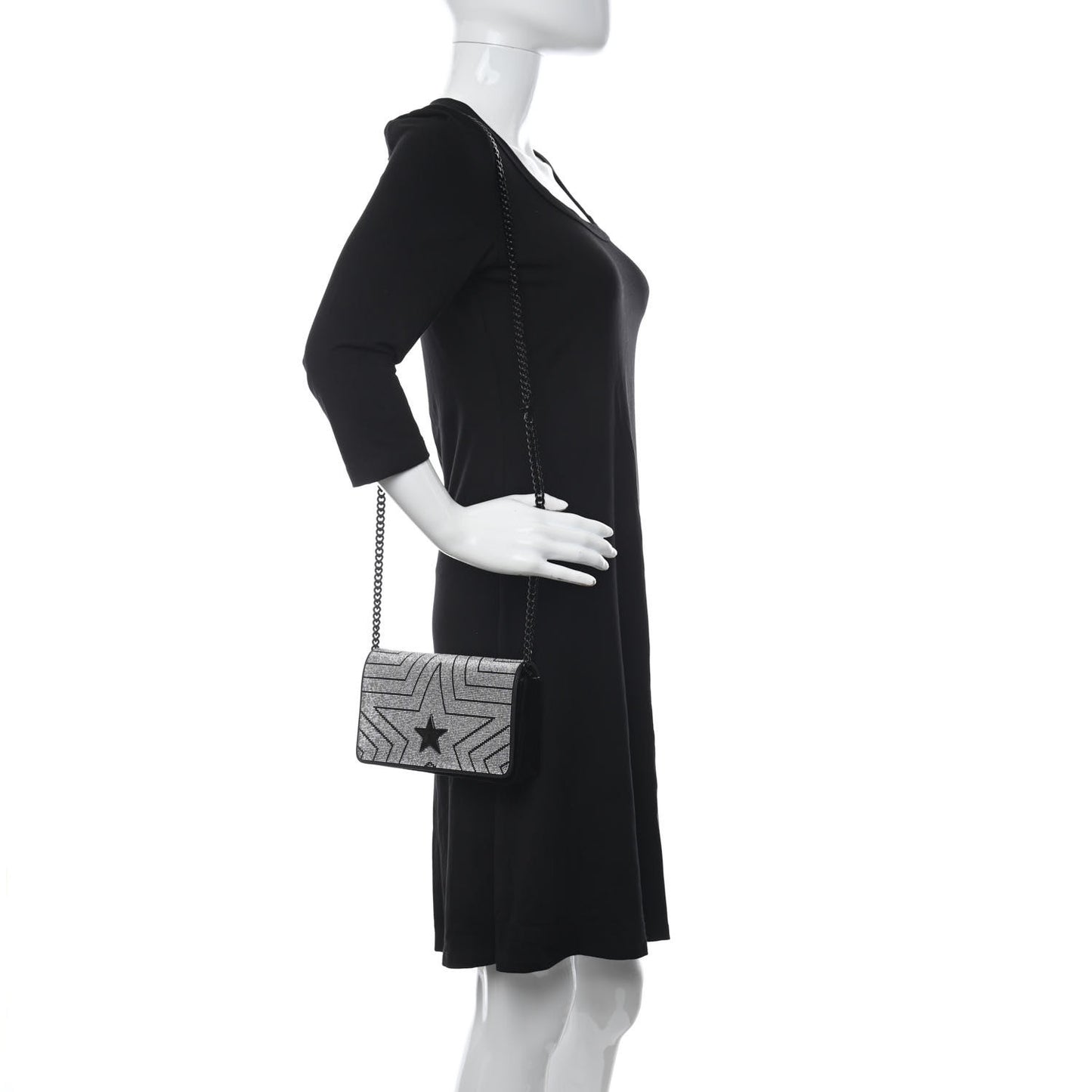 Velvet Crystal Star Crossbody Bag Black