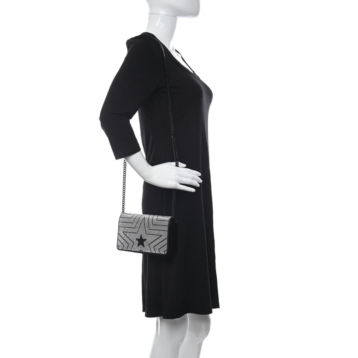 Stella McCartney Velvet Crystal Star Crossbody Bag Black 2 of 9