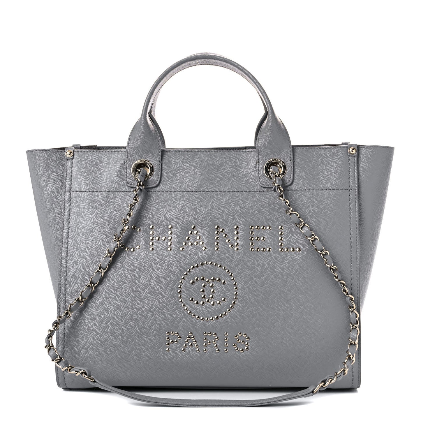 Caviar Studded Small Deauville Tote Grey