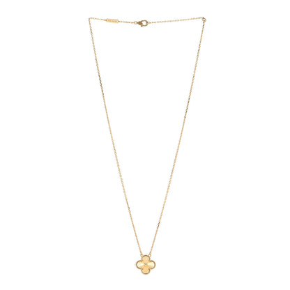 Van Cleef & Arpels 18K Yellow Gold Guilloche Vintage Alhambra Pendant Necklace 3 of 6