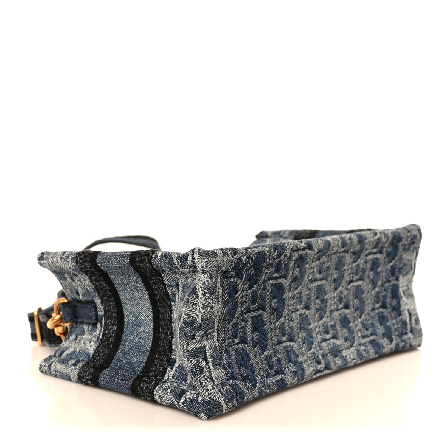 Christian Dior Denim Oblique Mini Book Tote With Strap Blue