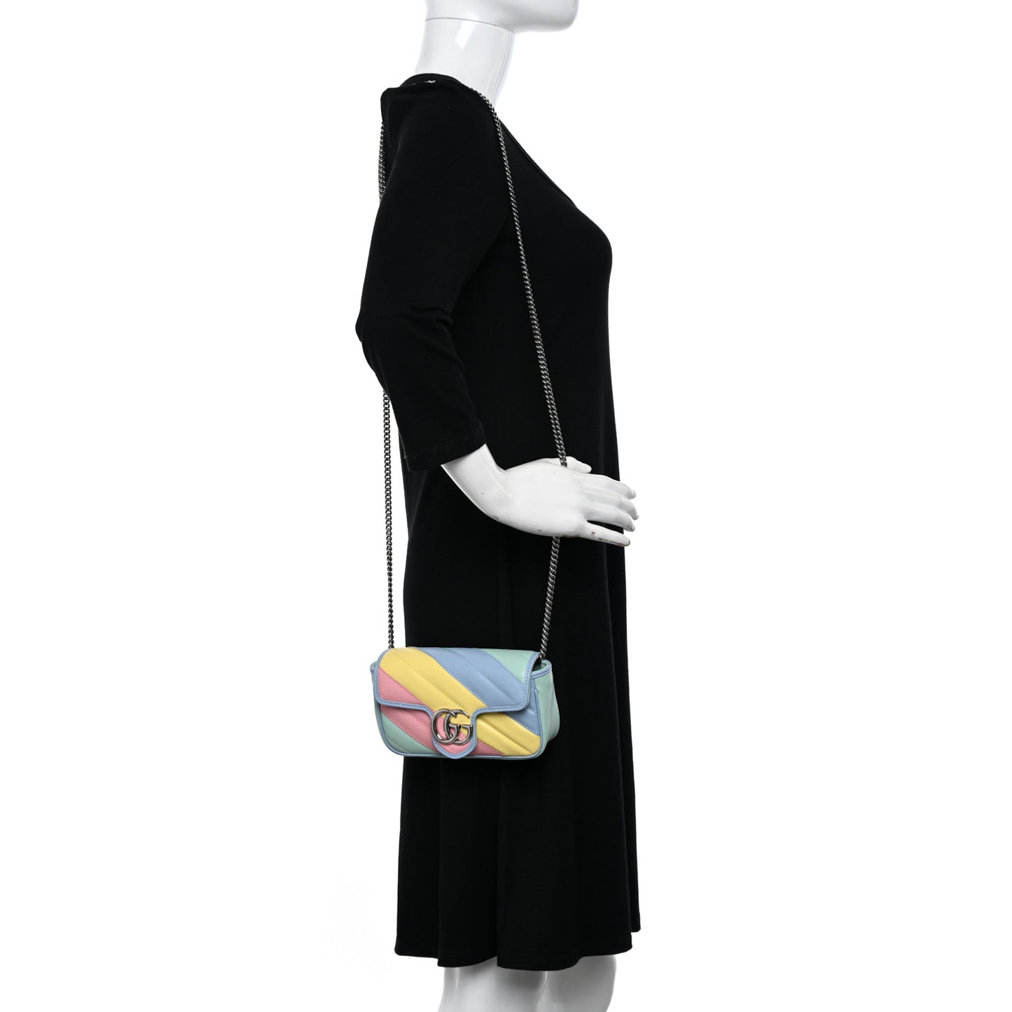 Calfskin Matelasse Diagonal Super Mini GG Marmont Shoulder Bag Multicolor Pastel