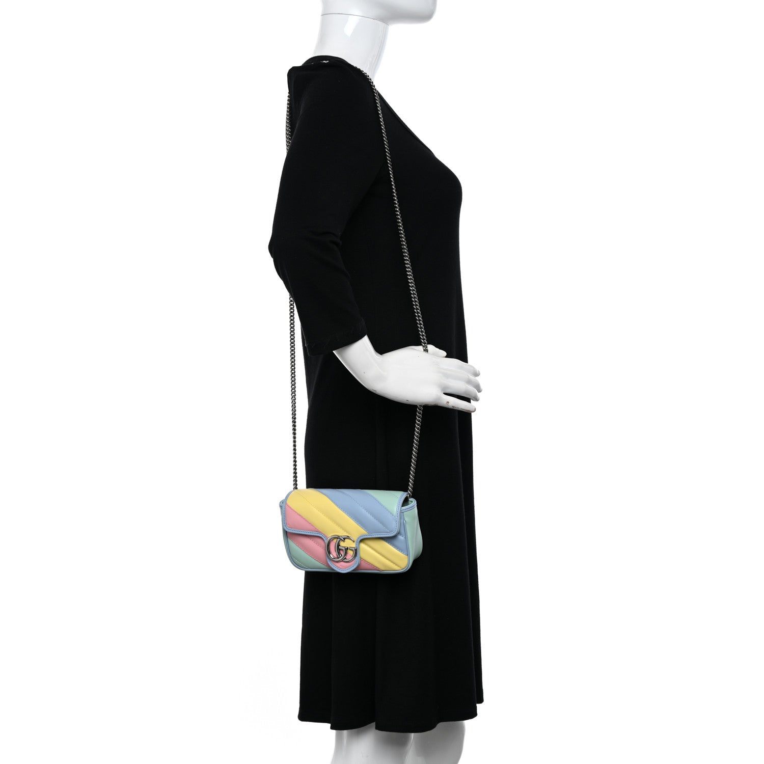 Gucci Calfskin Matelasse Diagonal Super Mini GG Marmont Shoulder Bag Multicolor Pastel 2 of 11