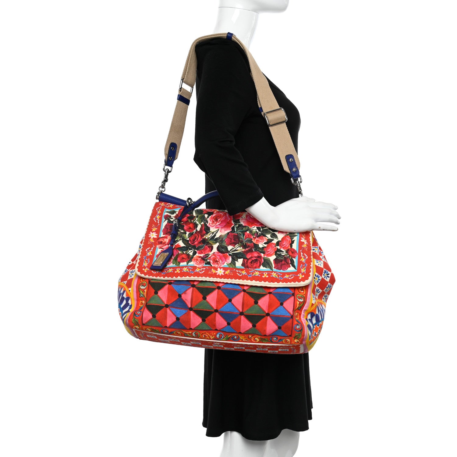 Dolce & Gabbana Canvas Printed Extra Large Miss Sicily Satchel Multicolor 2 of 10