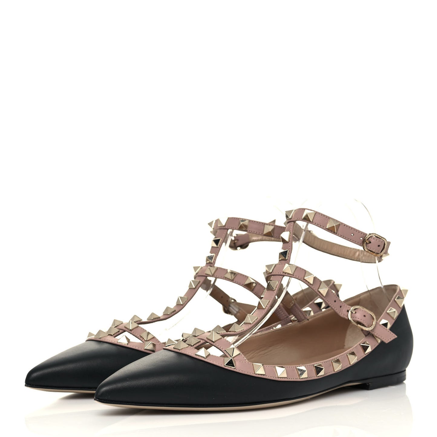 Nappa Rockstud Cage Ballerina Flats 41 Black Poudre