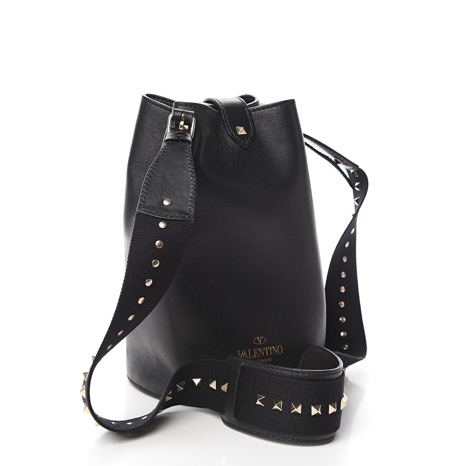 Valentino Garavani Vitello Rockstud Bucket Bag Black 2 of 9