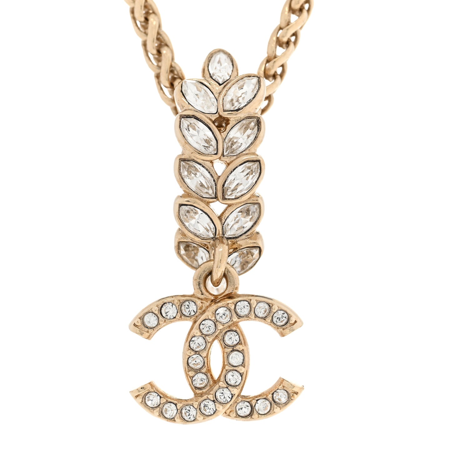 Crystal CC Pendant Necklace Gold