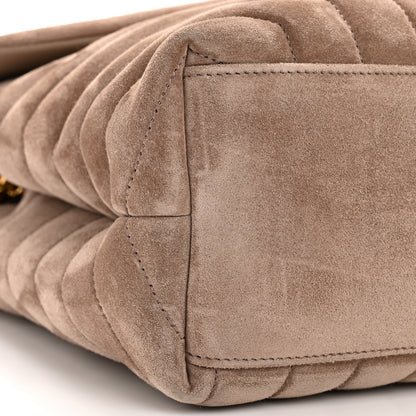 Saint Laurent Suede Y Quilted Monogram Medium Loulou Chain Satchel Taupe 9 of 12