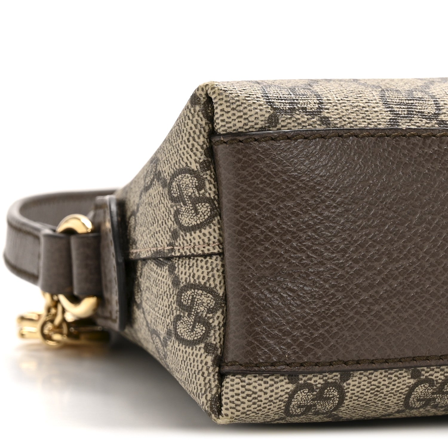 Gucci GG Supreme Monogram Textured Dollar Calfskin Web Small Ophidia Dome Shoulder Bag Beige Ebony New Acero 9 of 11