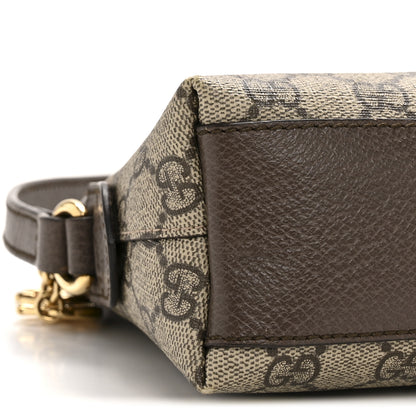Gucci GG Supreme Monogram Textured Dollar Calfskin Web Small Ophidia Dome Shoulder Bag Beige Ebony New Acero 9 of 11