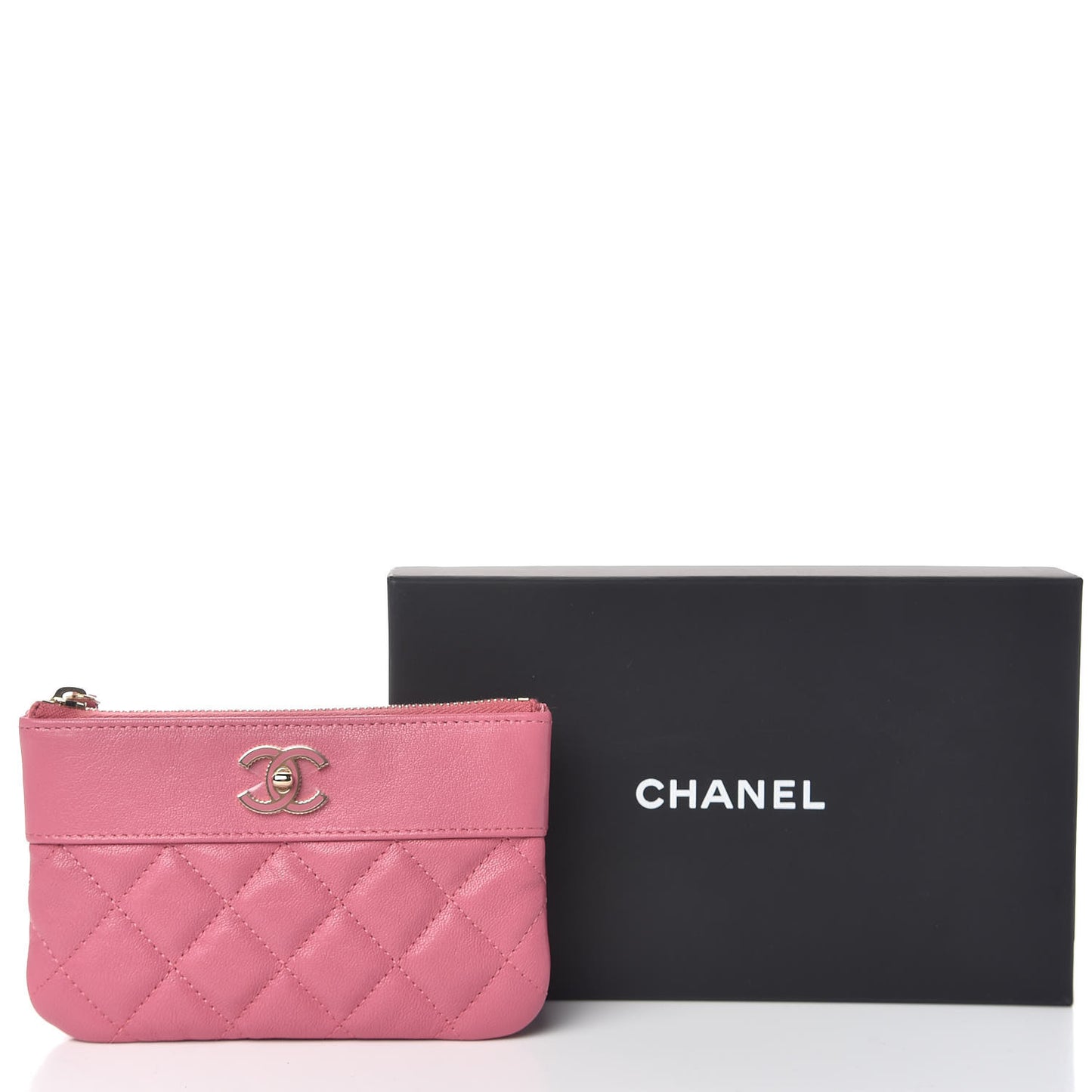 Sheepskin Quilted Small Vintage Mademoiselle Cosmetic Case Dark Pink