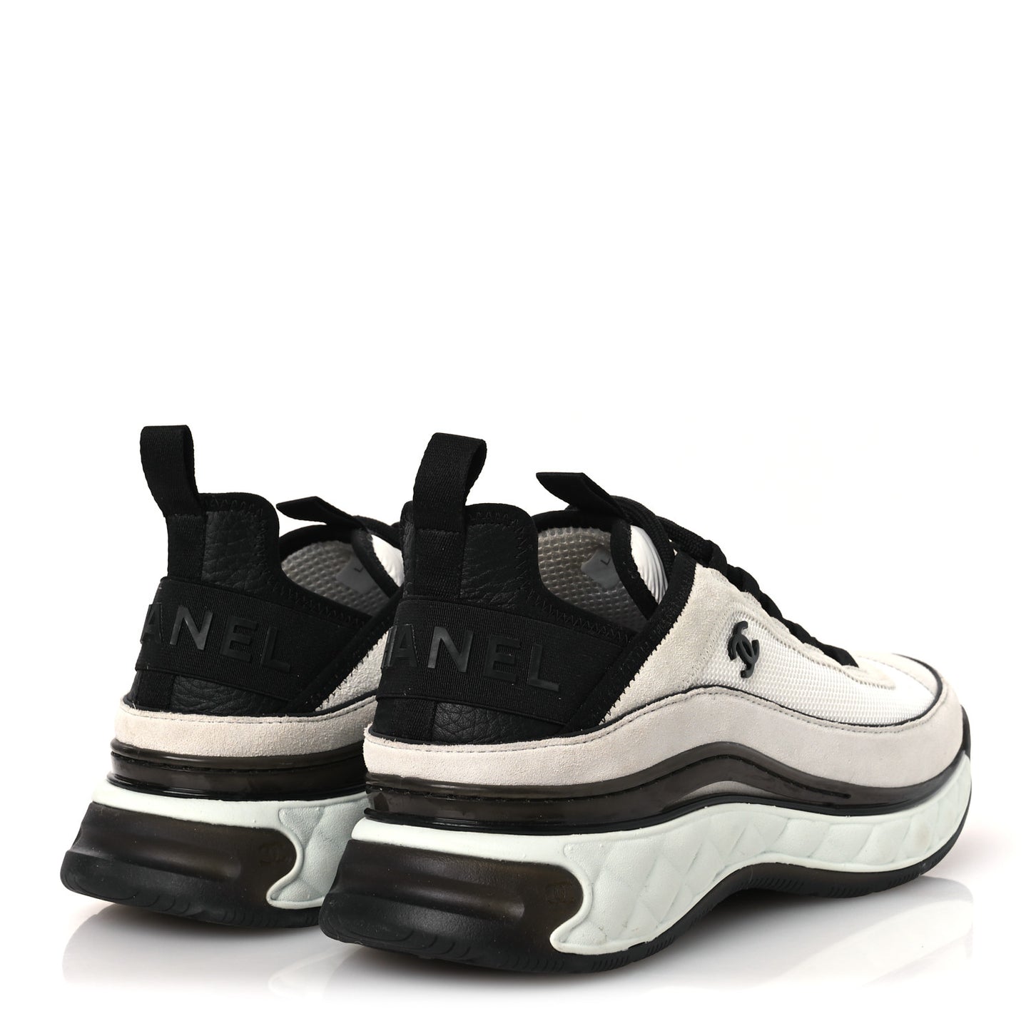 Fabric Suede Calfskin CC Sneakers 41 White Light Grey