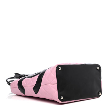 Chanel Calfskin Quilted Medium Cambon Tote Pink Black 3 of 4