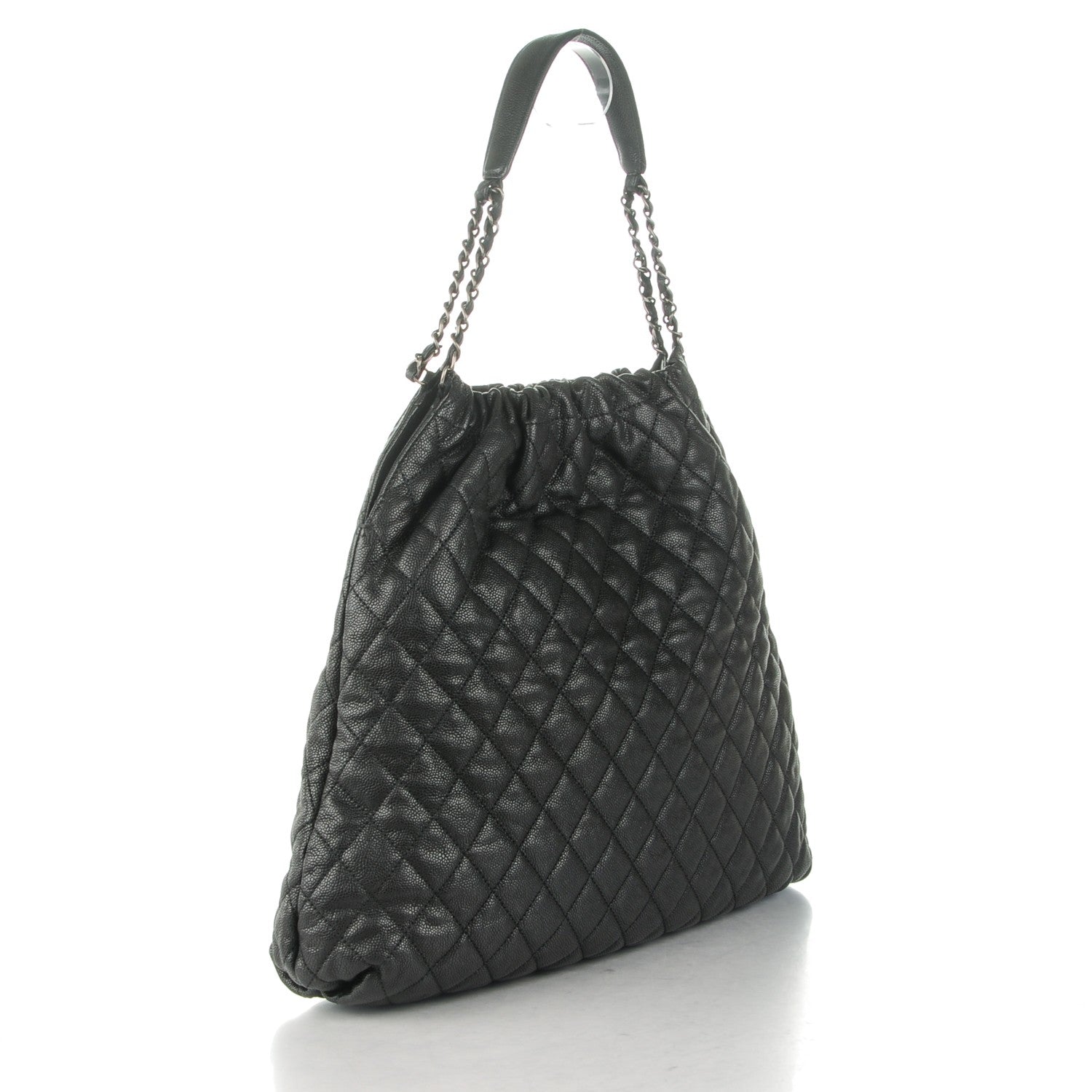 Chanel Distressed Glazed Caviar Quilted Large Elastic Tote Black 3 of 7