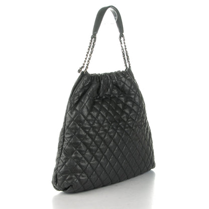 Chanel Distressed Glazed Caviar Quilted Large Elastic Tote Black 3 of 7