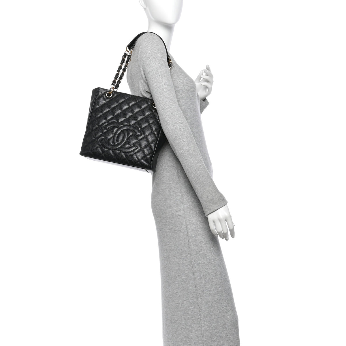 Chanel Caviar Quilted Petit Shopping Tote PST Black 2 of 12