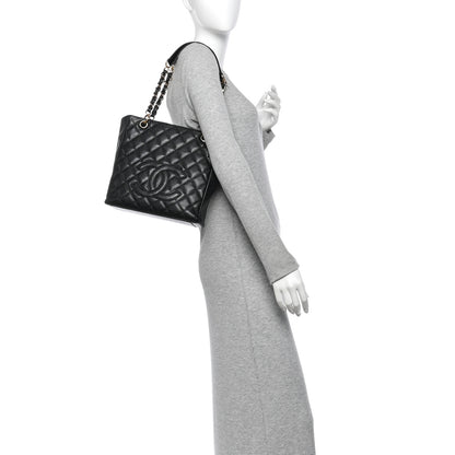 Chanel Caviar Quilted Petit Shopping Tote PST Black 2 of 12
