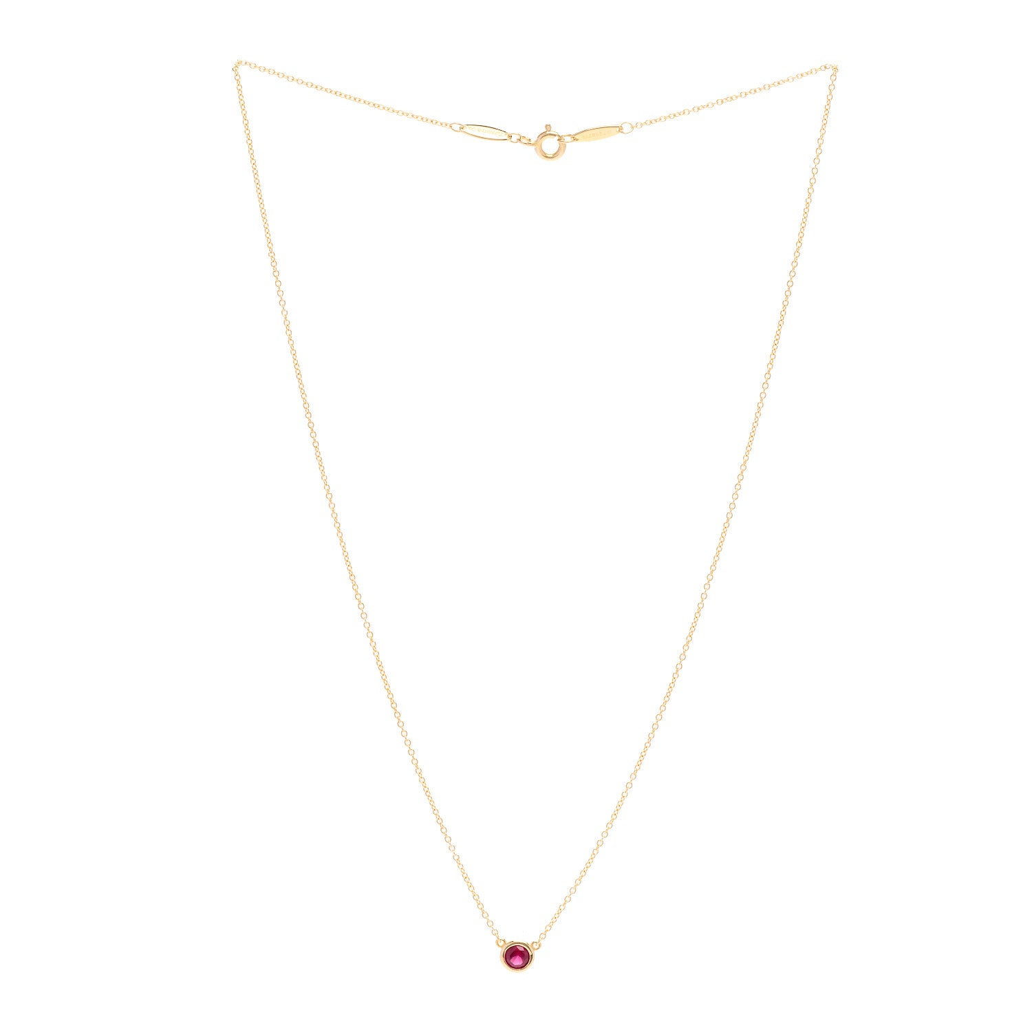 Tiffany 18K Yellow Gold Ruby Elsa Peretti Color By The Yard Pendant Necklace 3 of 5