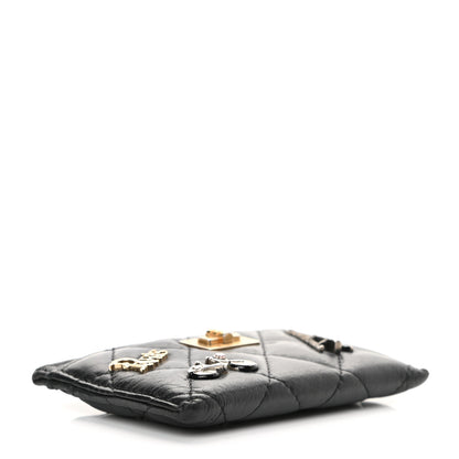 Chanel Aged Calfskin Quilted Lucky Charms Reissue Card Holder Black 4 of 13