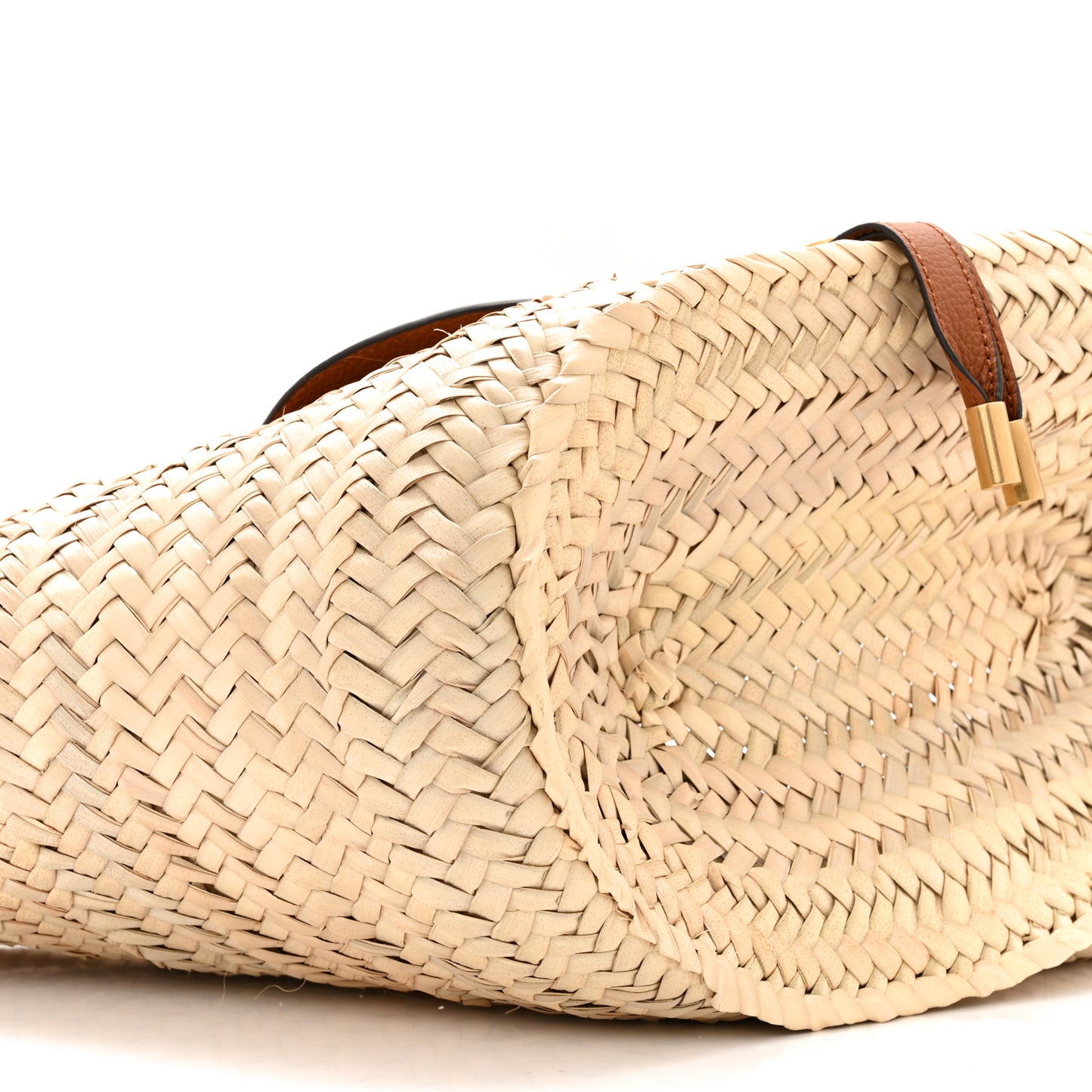 Raffia Small Grain Calfskin Medium Marcie Basket Tan