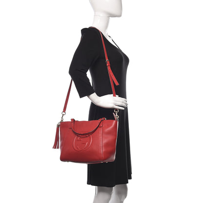 Gucci Pebbled Calfskin Small Soho Top Handle Bag Red 2 of 12