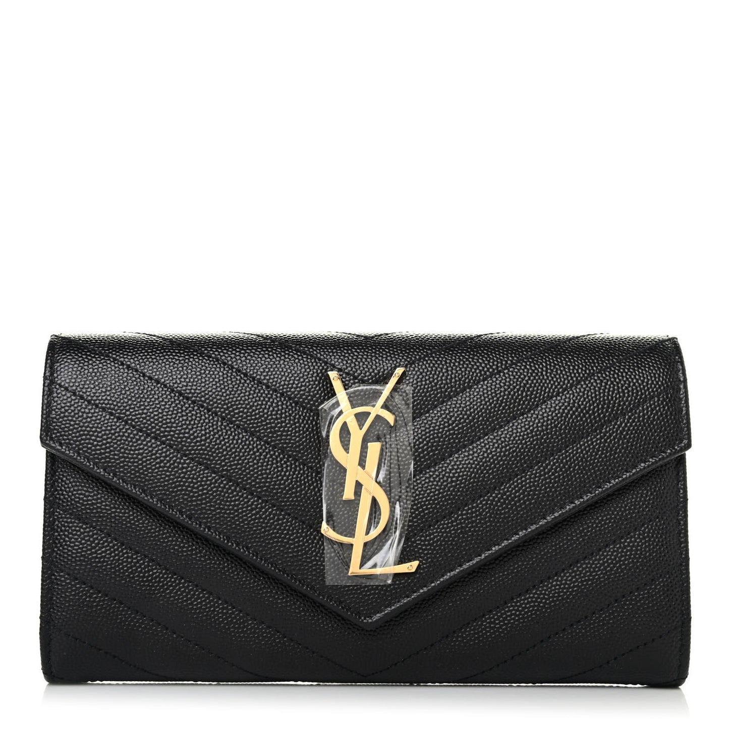 Grain De Poudre Matelasse Chevron Monogram Flap Wallet Black