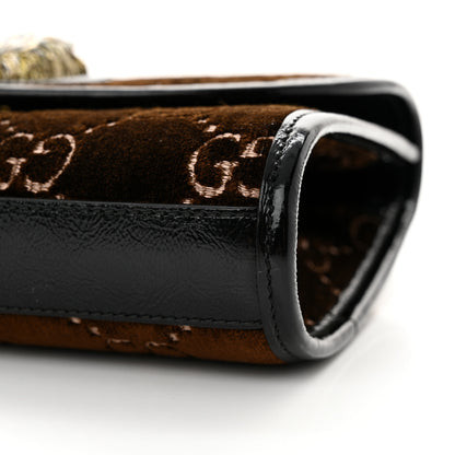 Gucci Velvet GG Monogram Web Small Rajah Slim Flap Shoulder Bag Brown Black 10 of 13