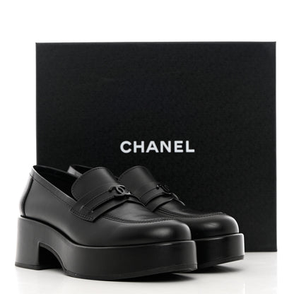 Chanel Calfskin CC Platform Loafers 39.5 Black 12 of 12
