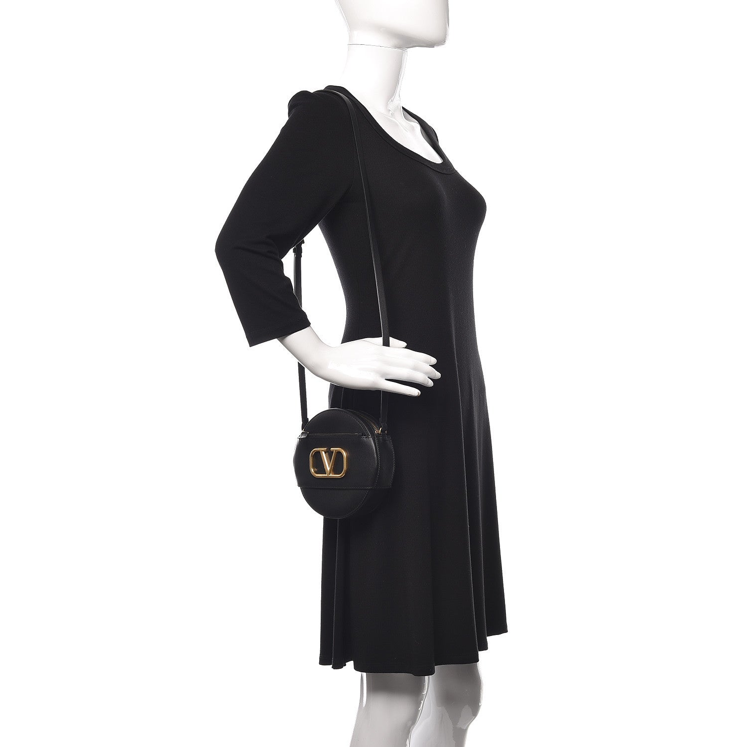 Valentino Garavani Calfskin VLogo Round Crossbody Bag Black 2 of 10