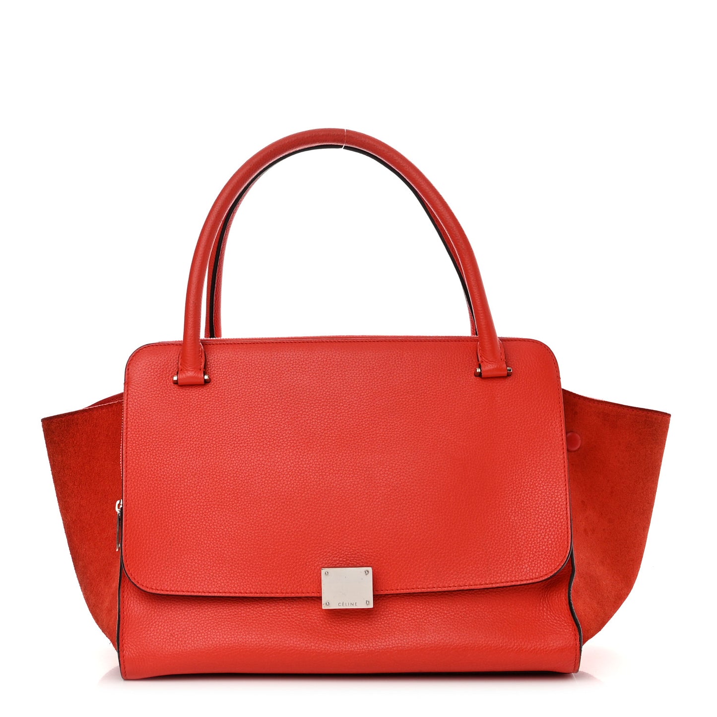 Drummed Calfskin Suede Double Zip Trapeze Vermillion