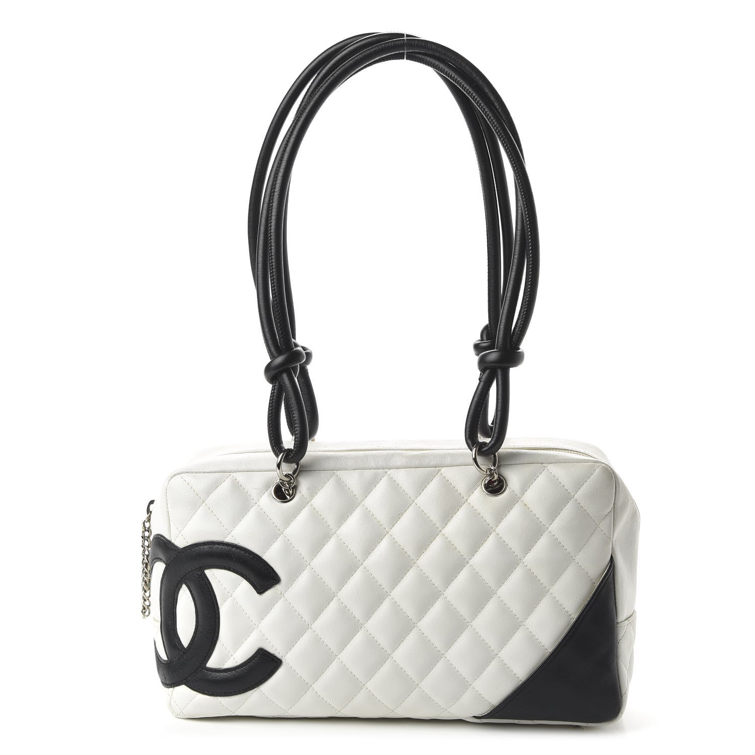 Chanel Calfskin Quilted Large Cambon Bowler White Black 1 of 10