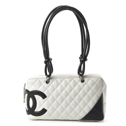Chanel Calfskin Quilted Large Cambon Bowler White Black 1 of 10
