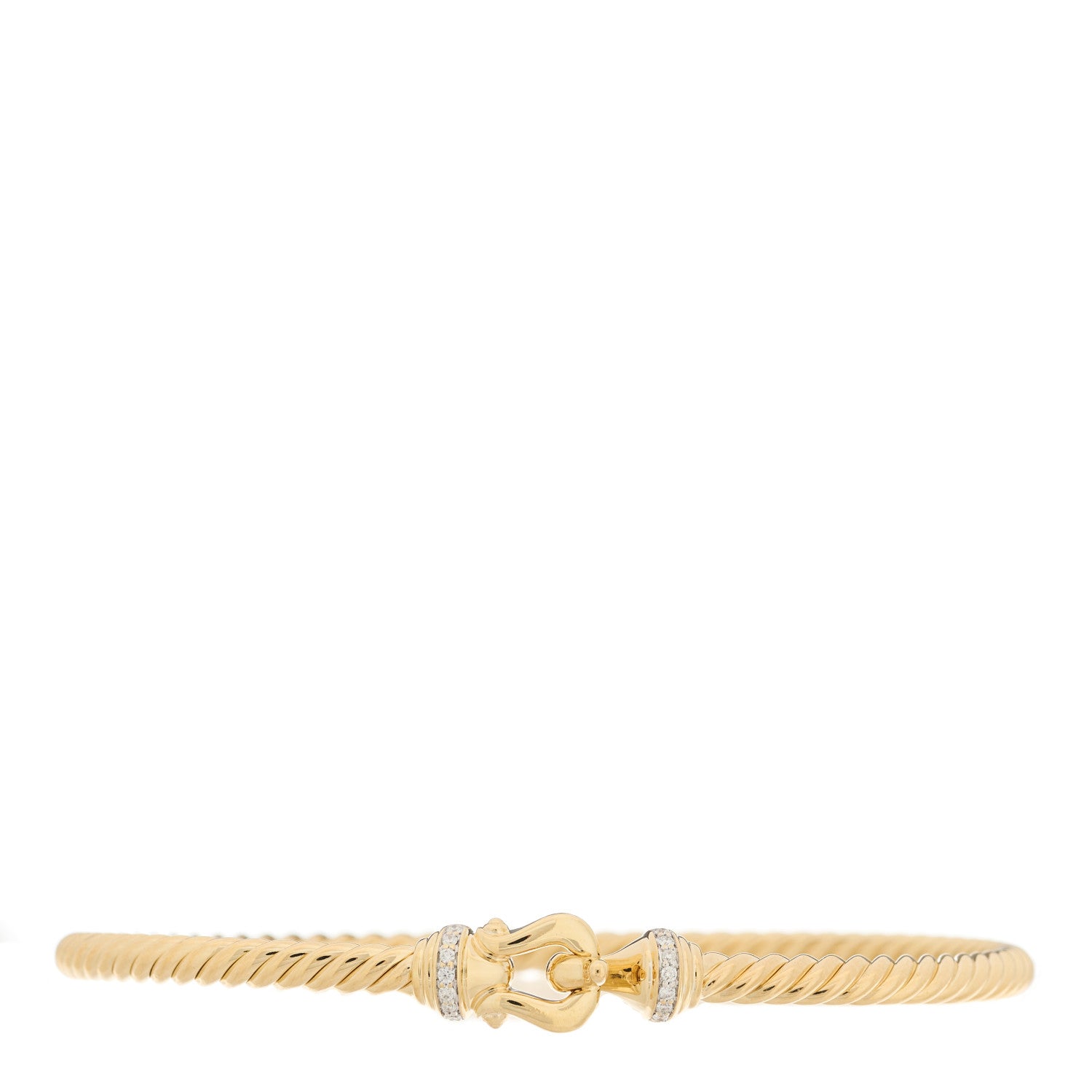 David Yurman 18K Yellow Gold Diamond 3.5mm Cable Buckle Bracelet 1 of 3