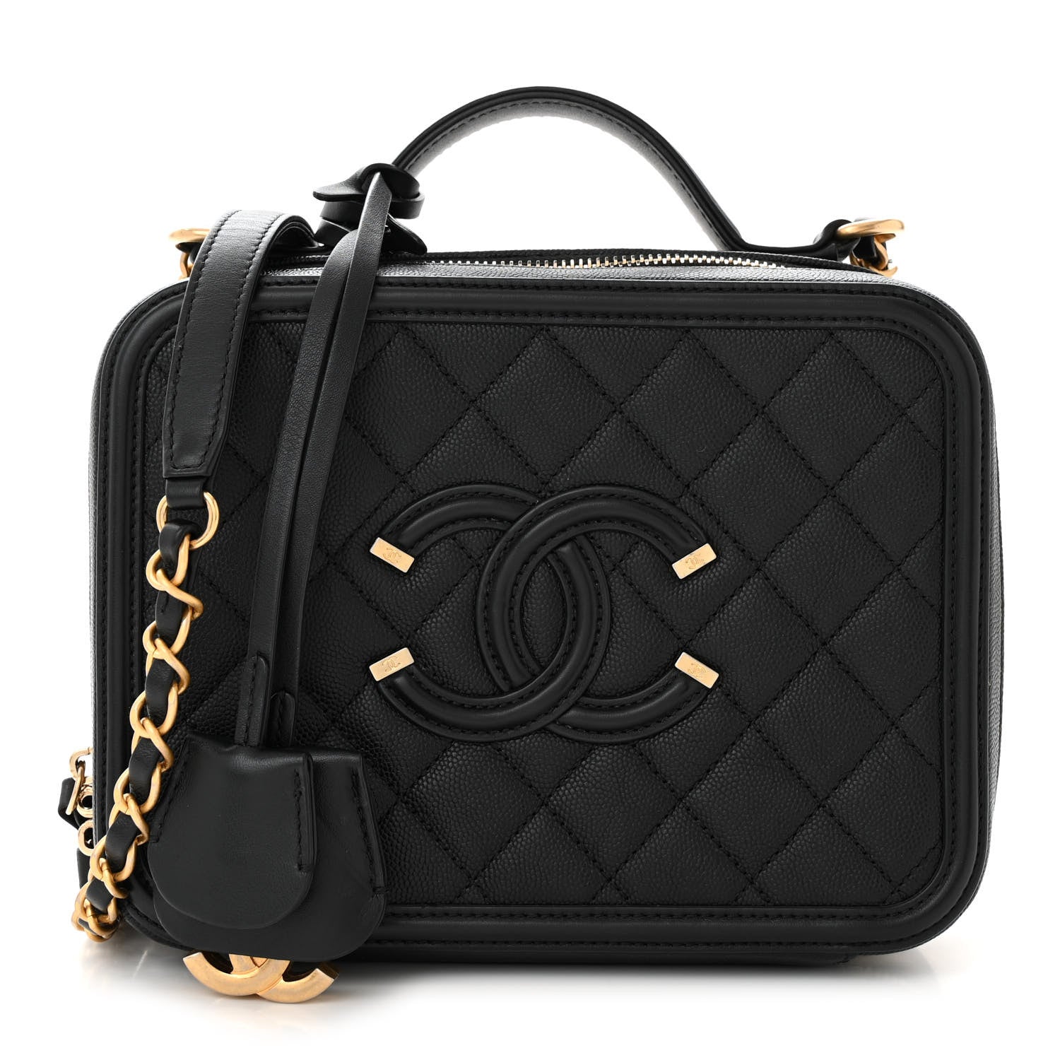 Chanel Caviar Quilted Medium CC Filigree Vanity Case Black 1 of 11