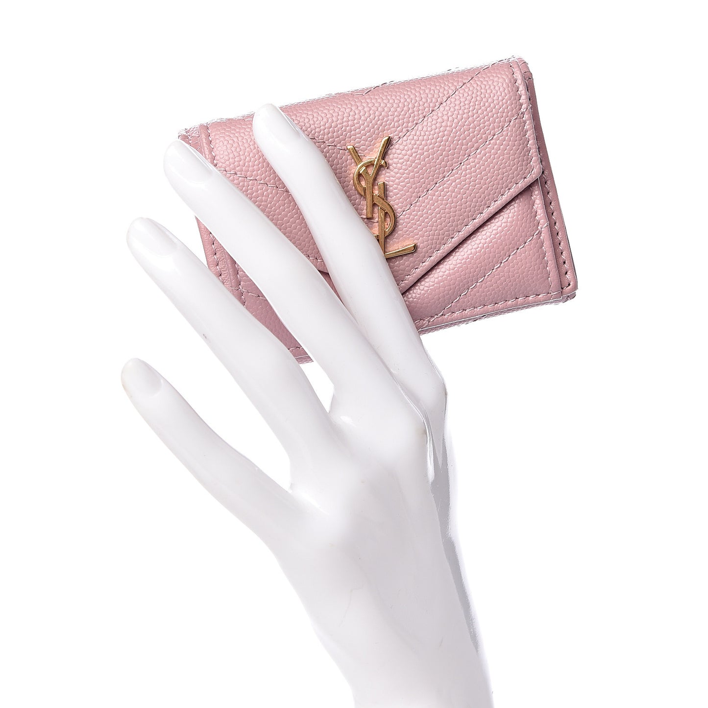 Grain De Poudre Matelasse Chevron Monogram Tiny Wallet Tender Pink