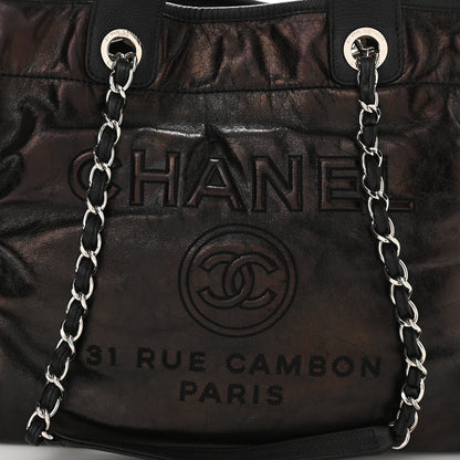 Chanel Glazed Calfskin Large Deauville Tote Black 8 of 10