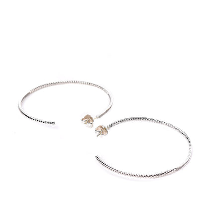 David Yurman Sterling Silver Diamond Extra Large Inside Out Cable Hoop Earrings 3 of 5