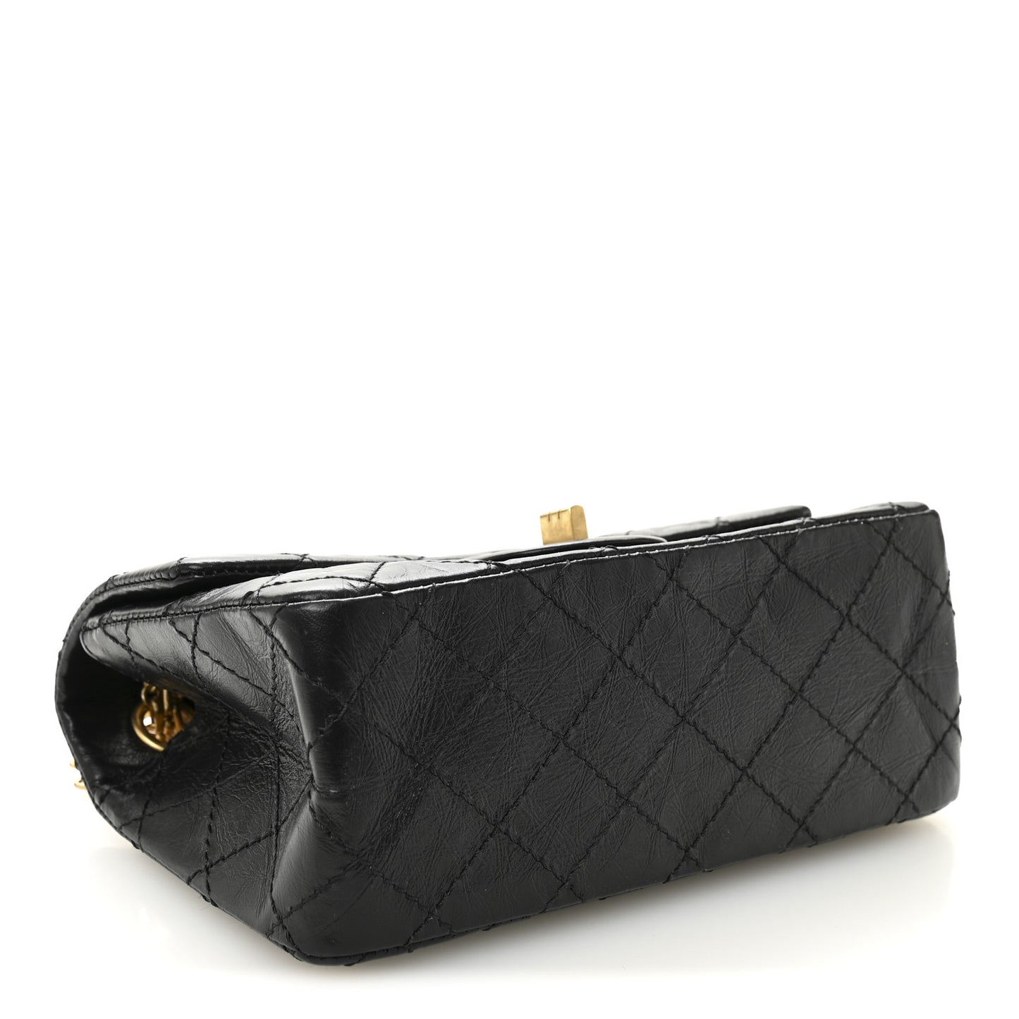 Aged Calfskin Quilted 2.55 Reissue Mini Flap Black