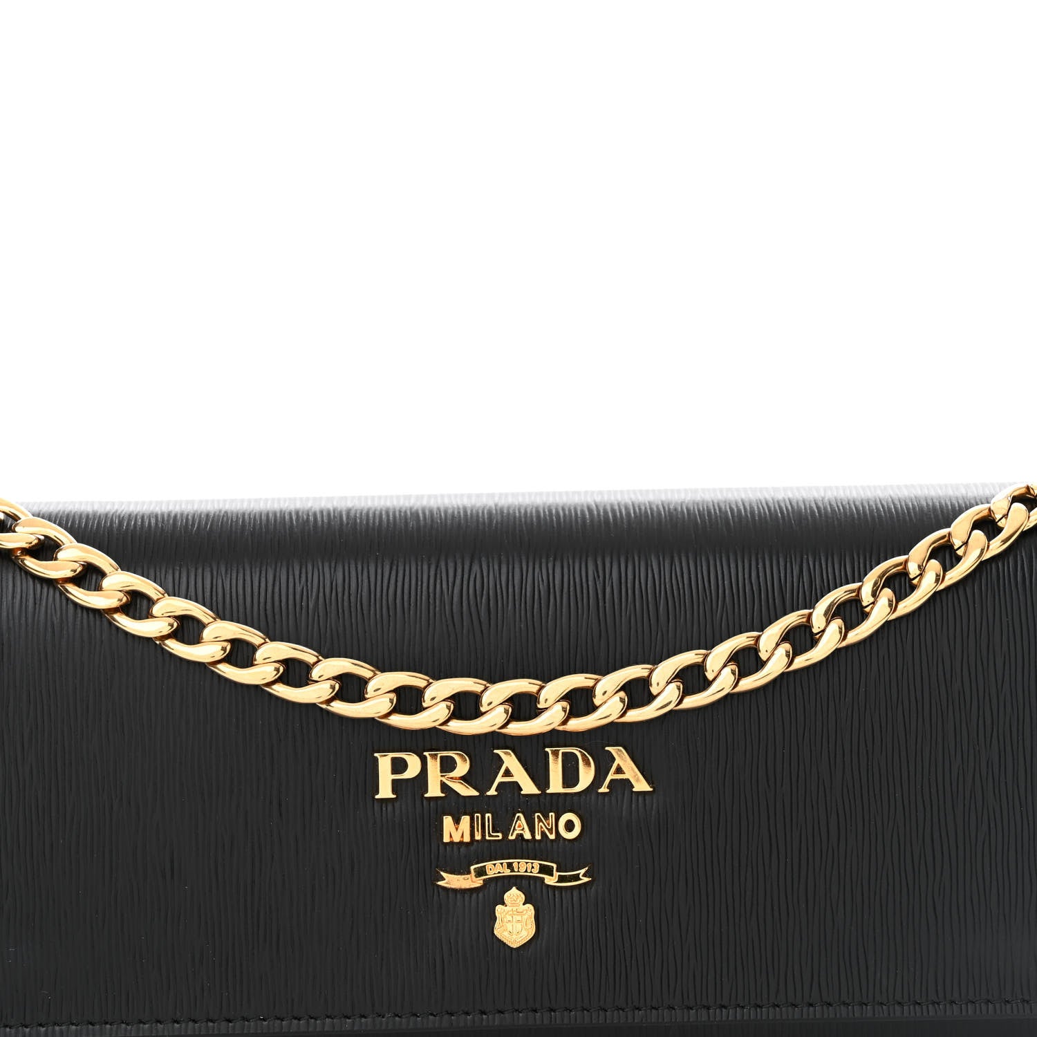 Prada Vitello Move Metal Oro Chain Wallet Black 7 of 10