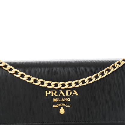Prada Vitello Move Metal Oro Chain Wallet Black 7 of 10