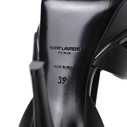 Saint Laurent Calfskin Tribute 75 Platform Sandals 39 Black 7 of 8
