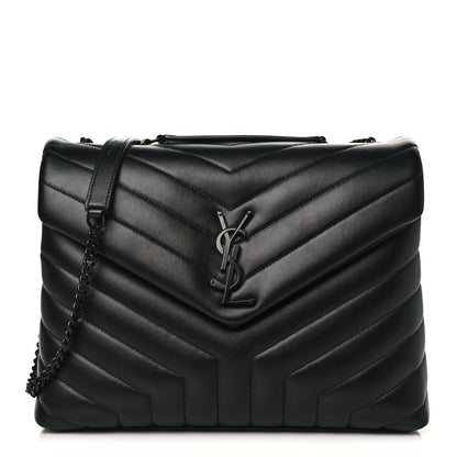 Saint Laurent Calfskin Y Quilted Monogram Monochrome Medium Loulou Chain Satchel Black 1 of 10