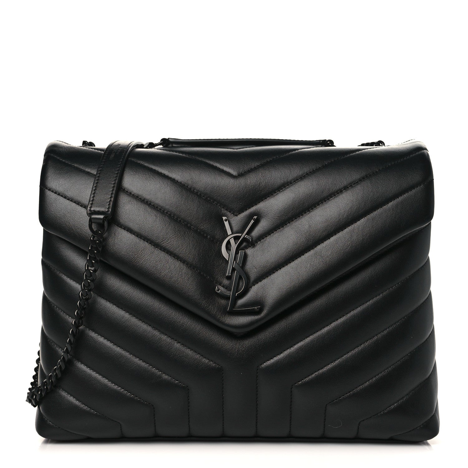 Saint Laurent Calfskin Y Quilted Monogram Monochrome Medium Loulou Chain Satchel Black 1 of 10