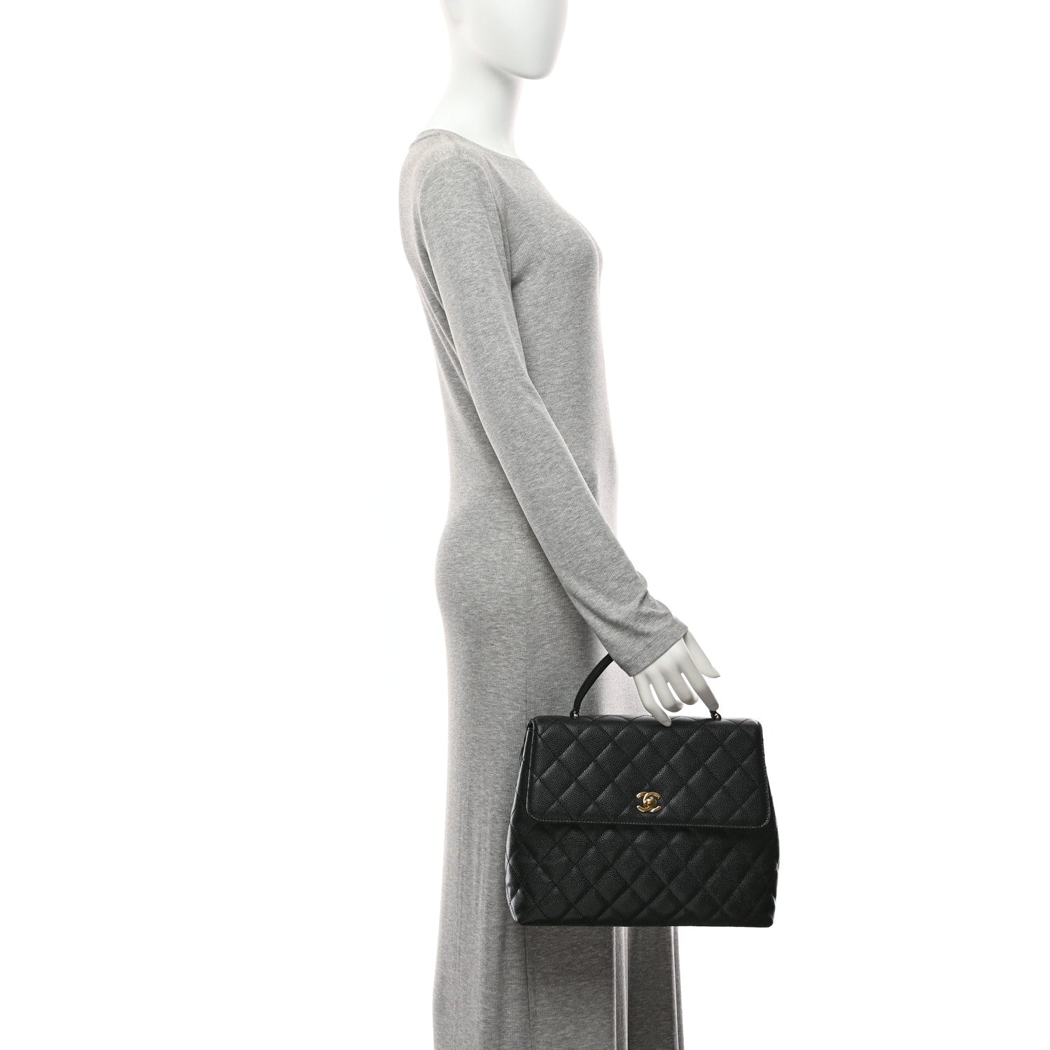 Chanel Caviar Quilted Jumbo Kelly Flap Black 2 of 10
